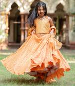 Orange silk embroidered sequin lehenga set
