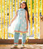 Blue crepe embroidered sequin panelled kurta pant set