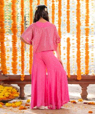 Pink embroidered jumpsuit with shrug 5