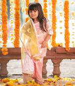 Pink velvet embroidered gota kurta and palazzo set