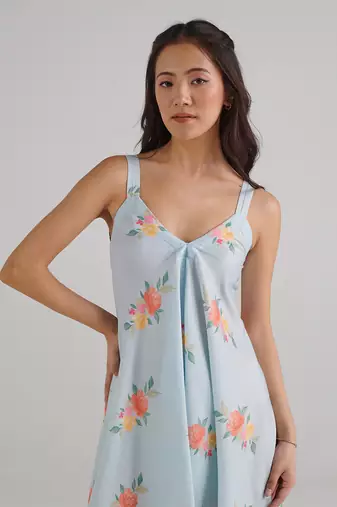Blue printed rayon jumpsuit