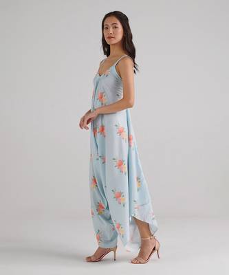 Blue printed rayon jumpsuit 3