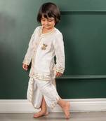 Off white chanderi embroidered gota lace kurta and dhoti pant set