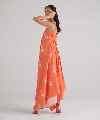 Orange printed rayon jumpsuit 3