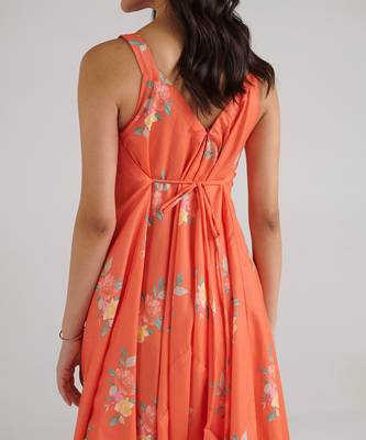 Orange printed rayon jumpsuit 4