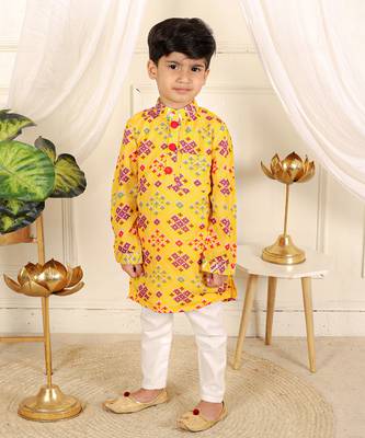 Yellow patola printed kurta set 2