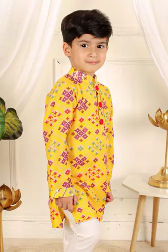 Yellow patola printed kurta set