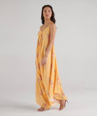 Yellow printed rayon jumpsuit 3