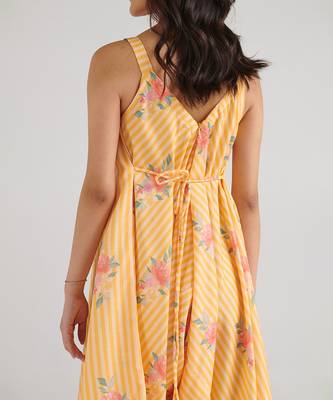 Yellow printed rayon jumpsuit 4