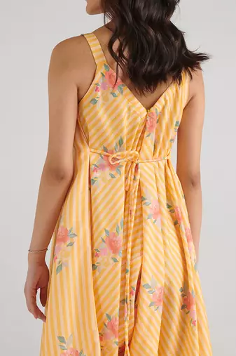 Yellow printed rayon jumpsuit