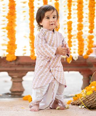 Purple cotton printed foil kurta and dhoti pant set 2