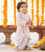 Purple cotton printed foil kurta and dhoti pant set