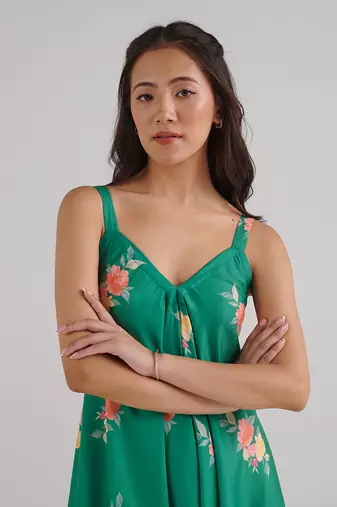 Green printed rayon jumpsuit