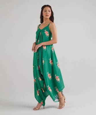 Green printed rayon jumpsuit 3