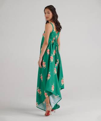 Green printed rayon jumpsuit 4