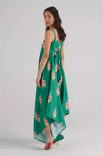 Green printed rayon jumpsuit