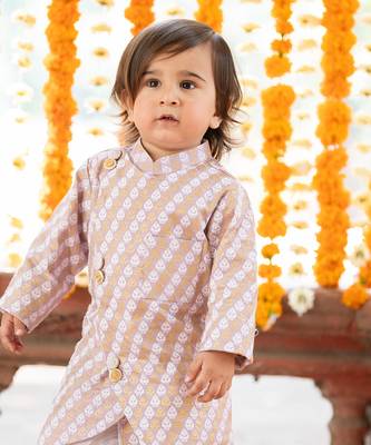 Purple cotton printed foil kurta and dhoti pant set 5