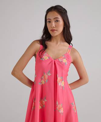 Pink printed rayon jumpsuit 2