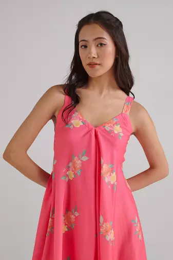 Pink printed rayon jumpsuit