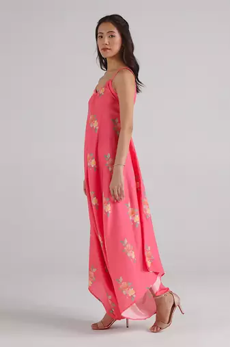 Pink printed rayon jumpsuit