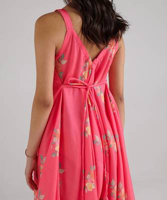 Pink printed rayon jumpsuit 4