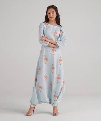 Blue printed rayon jumpsuit 1