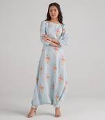 Blue printed rayon jumpsuit