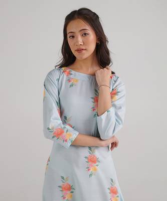 Blue printed rayon jumpsuit 2