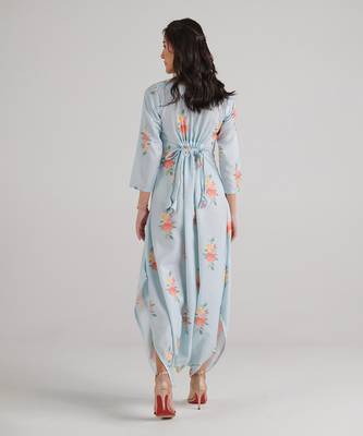 Blue printed rayon jumpsuit 4