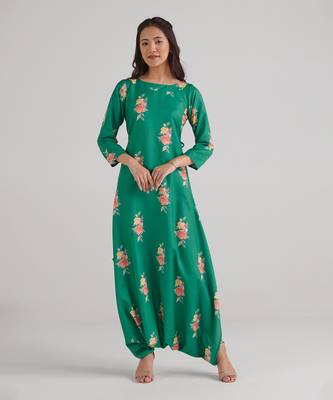 Green printed rayon jumpsuit 1