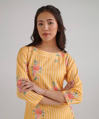 Yellow printed rayon jumpsuit 2