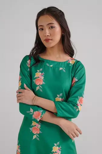 Green printed rayon jumpsuit