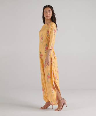 Yellow printed rayon jumpsuit 3