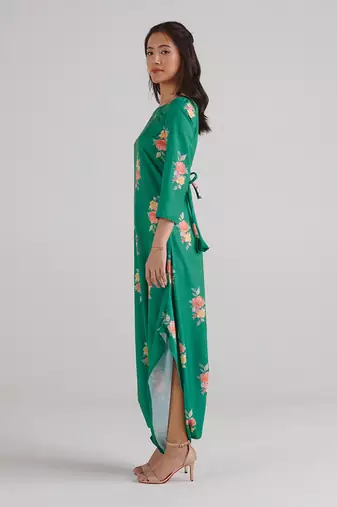 Green printed rayon jumpsuit