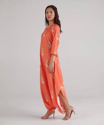 Orange printed rayon jumpsuit 3