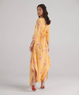 Yellow printed rayon jumpsuit 4