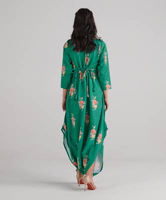 Green printed rayon jumpsuit 4