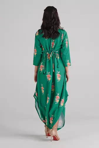 Green printed rayon jumpsuit