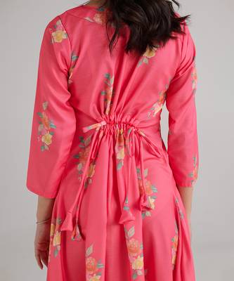 Pink printed rayon jumpsuit 2