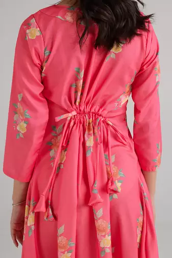 Pink printed rayon jumpsuit