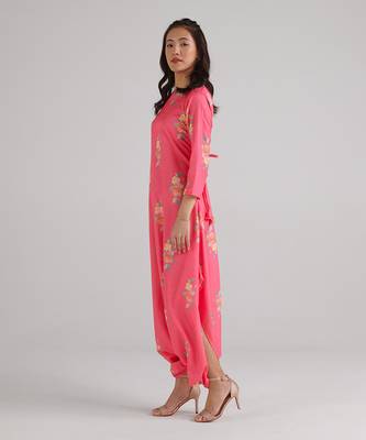 Pink printed rayon jumpsuit 3