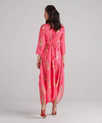 Pink printed rayon jumpsuit 4