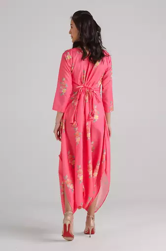Pink printed rayon jumpsuit