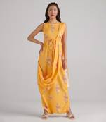 Yellow printed rayon jumpsuit