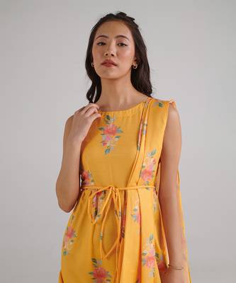 Yellow printed rayon jumpsuit 2