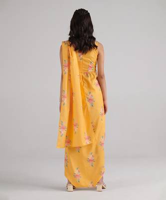 Yellow printed rayon jumpsuit 4