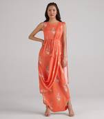 Orange printed rayon jumpsuit