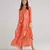 Orange printed swiss satin dress