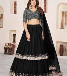 black georgette sequin work lehenga set choli with dupatta