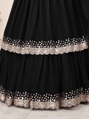 black georgette sequin work lehenga set choli with dupatta 7